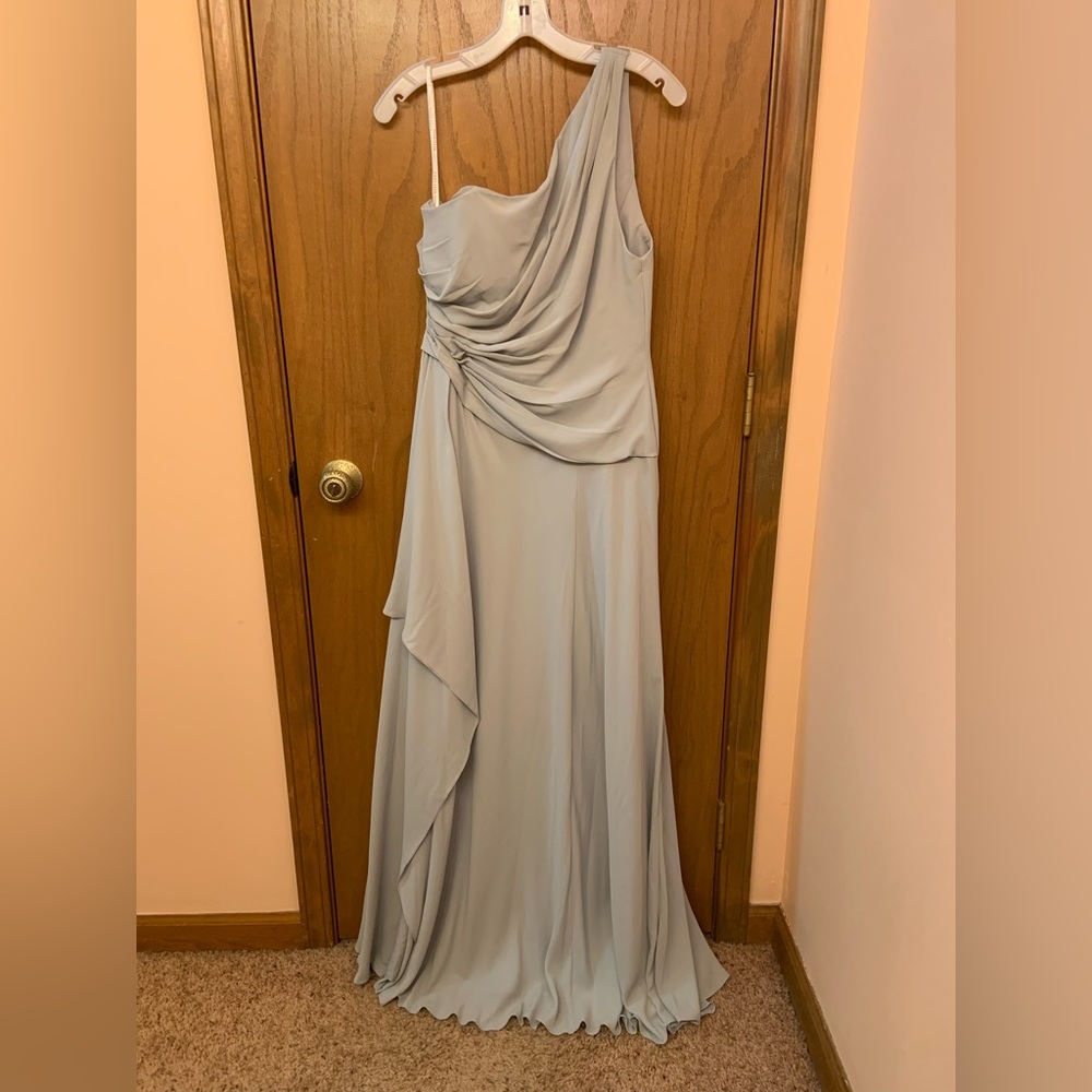 David’s Bridal One-shoulder Georgette Cascade Bridesmaid Dress